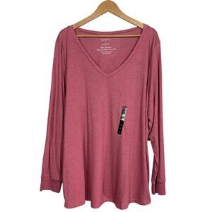 NEW! Torrid Long Sleeve V Neck Tee Salmon Pink Casual Top Shirt - 4